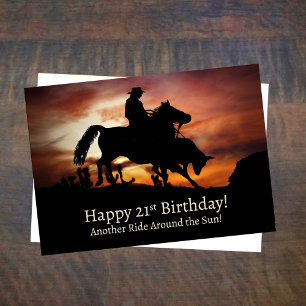 Carte 21e anniversaire Pays Western Rodeo Cowboy