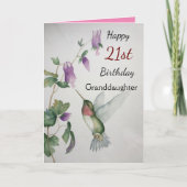 Carte 21e anniversaire petite-fille jolie colibri (Devant)