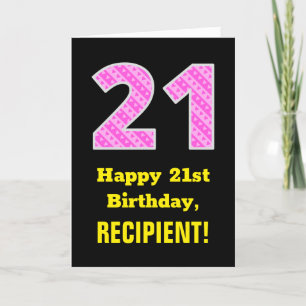 Carte 21e anniversaire : Pink Stripes and Hearts "21" + 