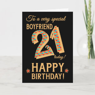Carte 21e anniversaire, pour Boyfriend, Effet or sur Noi