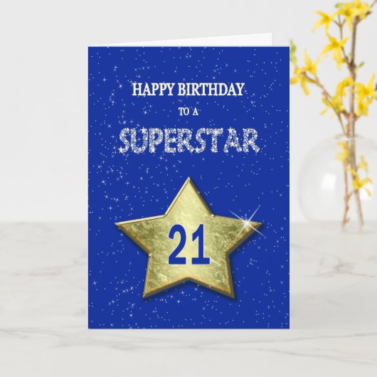 Carte 21e anniversaire pour une Superstar (Fleur jaune)