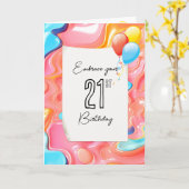 Carte 21e anniversaire Psychedelic 3D Abstrait (Fleur jaune)