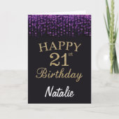 Carte 21e anniversaire Purple Black and Gold Parties sci (Devant)