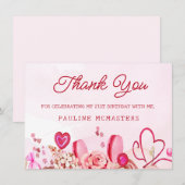 Carte 21e anniversaire Rose rose Tourbillonnant Merci de (Devant / Derrière)