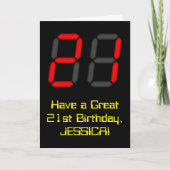 Carte 21e anniversaire : Rouge Digital Horloge Style "21 (Devant)