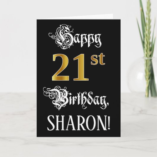 Carte 21e anniversaire — Script fantaisie; Faux Gold Loo (Devant)