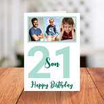 Carte 21e anniversaire Son script moderne Photo Collage<br><div class="desc">Mettez un sourire sur un visage avec cette carte de collage photo de script moderne personnalisée de 21e anniversaire pour votre fils. - Cliquez simplement pour personnaliser ce design 🔥 Mes promesses - Ce design est unique et conçu avec vous en tête 🙏 Merci pour soutenir ma petite entreprise -...</div>