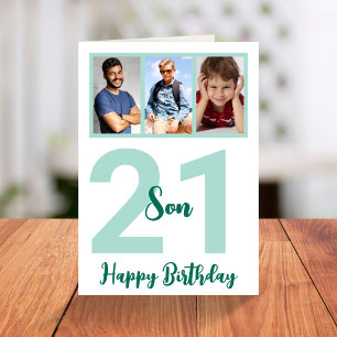 Carte 21e anniversaire Son script moderne Photo Collage