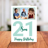 Carte 21e anniversaire Son script moderne Photo Collage