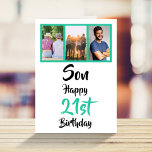 Carte 21e anniversaire Son vert photo moderne Collage<br><div class="desc">Mettez un sourire sur un visage avec ce 3 photo collage photo de 21ème anniversaire personnalisées pour votre fils. - Cliquez simplement pour personnaliser ce design 🔥 Mes promesses - Ce design est unique et conçu avec vous en tête 🙏 Merci pour soutenir ma petite entreprise - Si vous voulez...</div>