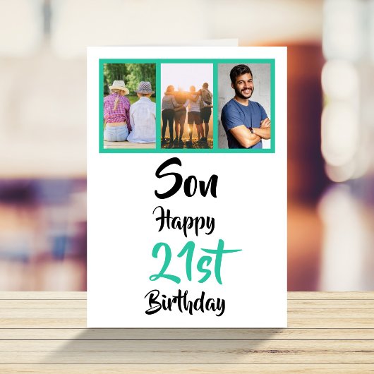 Carte 21e anniversaire Son vert photo moderne Collage