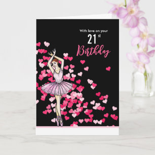 Carte 21e Anniversaire Souhaits Ballerina Rosée Rose