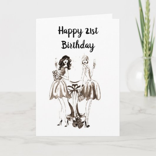 Carte **21e ANNIVERSAIRE** SOUHAITS POUR LA JEUNE JEUNE (Devant)