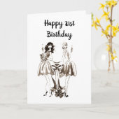Carte **21e ANNIVERSAIRE** SOUHAITS POUR LA JEUNE JEUNE (Fleur jaune)