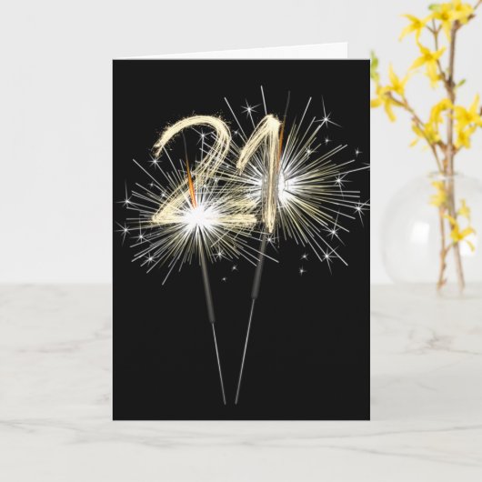 Carte 21e anniversaire Sparklers (Fleur jaune)