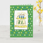 Carte 21e gâteau Anniversaire (Fleur jaune)