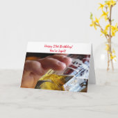 Carte 21e jour de Birthday, beer, you're legal ! (Fleur jaune)