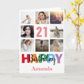 Carte 21e Joyeux Anniversaire Photo Collage rose moderne (Fleur jaune)