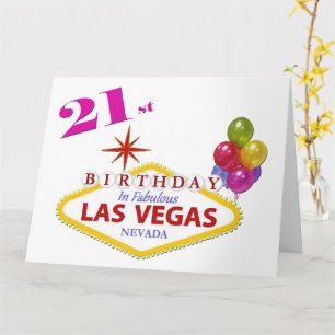 Carte 21e Las Vegas Birthday Card