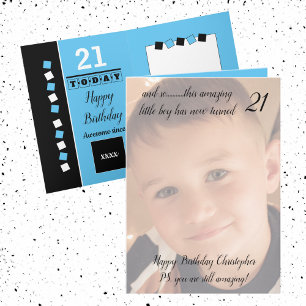Carte 21e photo d'anniversaire encore extraordinaire, bl