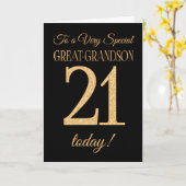 Carte 21ème effet or sur Noir, Grand-Petit-Fils Annivers (Fleur jaune)