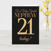 Carte 21ème Or-effet chic sur le noir, anniversaire de (Fleur jaune)