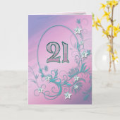 Carte 21st Birthday card with diamond stars (Fleur jaune)