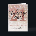 Carte 21st Birthday Chic Glitter Ombre<br><div class="desc">Modern chic girly birthday card for 21st birthday. Design featuring champagne sparkly glitter texture,  rose gold 21 and calligraphy script twenty one.  Personalize with a name and your message.</div>