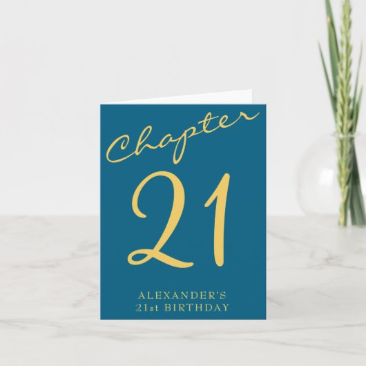 Carte 21st Birthday Party Gold Script Blue  (Devant)