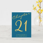 Carte 21st Birthday Party Gold Script Blue  (Fleur jaune)