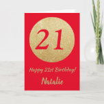 Carte 21st Birthday Red and Gold Glitter Card<br><div class="desc">Happy 21st Birthday Red and Gold Glitter Card with personalized name. For further customization,  please click the "Customize it" button and use our design tool to modify this template.</div>