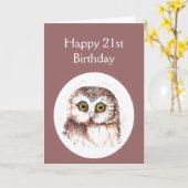 Carte 21st Birthday Who Loves You, Cute Owl Humour (Fleur jaune)