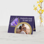 Carte 21st wedding anniversary now then photo card (Fleur jaune)