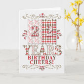 Carte 22e anniversaire à Sage Green et Red Botanical (Fleur jaune)