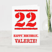 Carte 22e anniversaire : Amusant, Timbre en caoutchouc r (Devant)