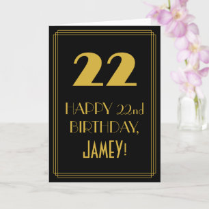 Carte 22e anniversaire ~ Art Déco Inspiré Look "22" & No