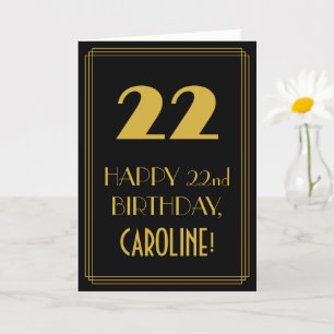 Carte 22e anniversaire - Art Déco Inspiré Look "22" & No