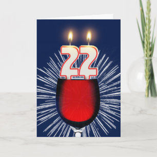 Carte 22e anniversaire avec vin et bougies