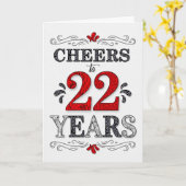 Carte 22e anniversaire Cheers en Motif noir blanc rouge (Fleur jaune)