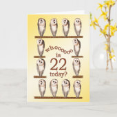 Carte 22e anniversaire, Curious owls card. (Fleur jaune)