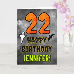 Carte 22e anniversaire : Eerie Halloween Thème + Nom per