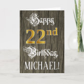 Carte 22e anniversaire : Faux Gold Look + Faux Wood Moti (Devant)