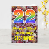 Carte 22e anniversaire; feuilles d'automne rustiques; ar (Fleur jaune)