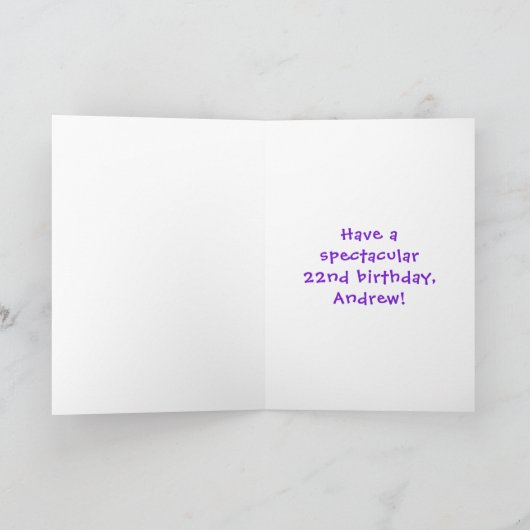 Carte 22e anniversaire : Fun Cake and Candles + Nom pers (Intérieur)