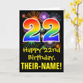 Carte 22e anniversaire : Fun Motif Fireworks + Rainbow 2 (Fleur jaune)