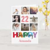 Carte 22e anniversaire heureux Collage photo moderne ros (Fleur jaune)