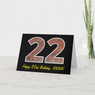 Carte 22e anniversaire - Motif de mur de briques "22" av