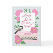 22e anniversaire pour femme | Machine à écrire et