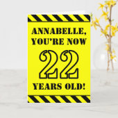 Carte 22e anniversaire : texte de style crayon amusant, (Fleur jaune)