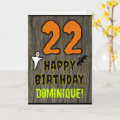 Carte 22e anniversaire : Thème d'Halloween Éffrayant, No (Fleur jaune)